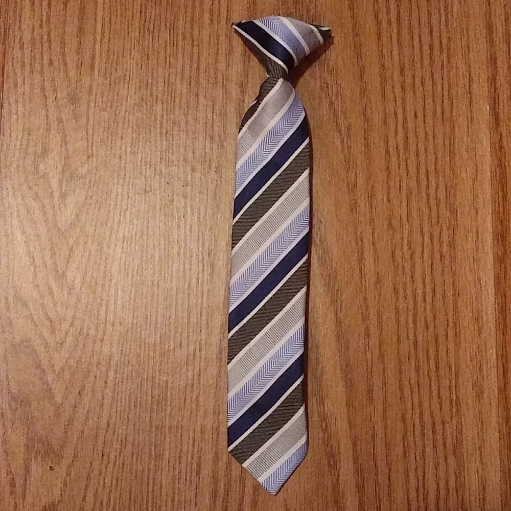 💣2 for$15 Blue Striped Clip-on tie for boys 2t-4t